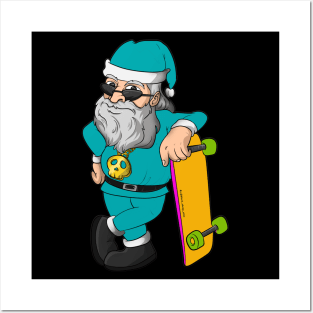 Cool Blue Santa Claus Christmas Posters and Art